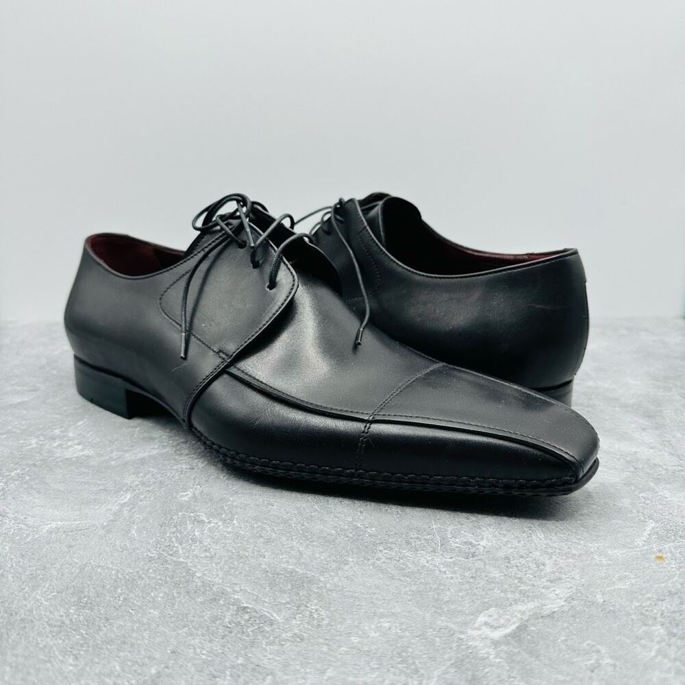 New Mario Valentino Unused Black Derby Oxford Leather Italian Dress Shoes size 1